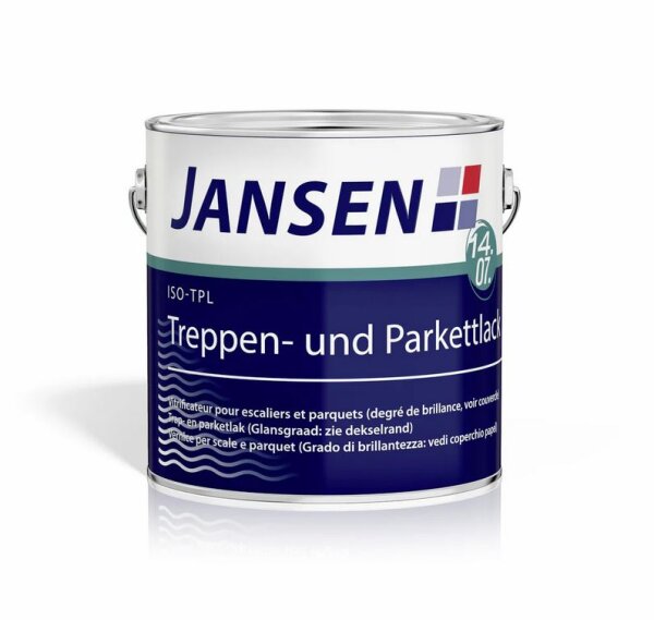 Jansen ISO Treppen- und Parkettlack Weiß 2,5L Matt, Eintopf-System für den Neu- und Renovierungsanstrich von Treppen sowie Parkett- und Holzfußböden