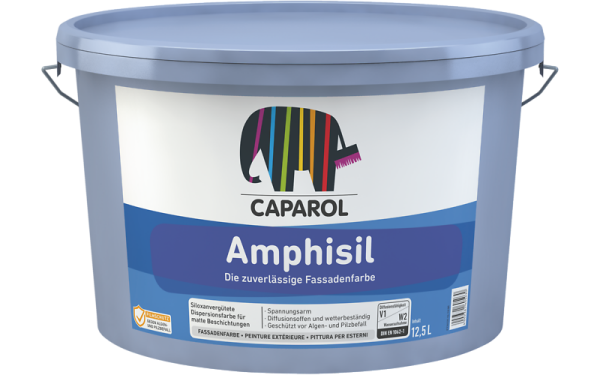 CAPAROL Amphisil Wunschfarbton 2,5L, siliconverstärkte Fassadenfarbe, diffusionsoffen und wetterbeständig, geschützt vor Algen- und Pilzbefall
