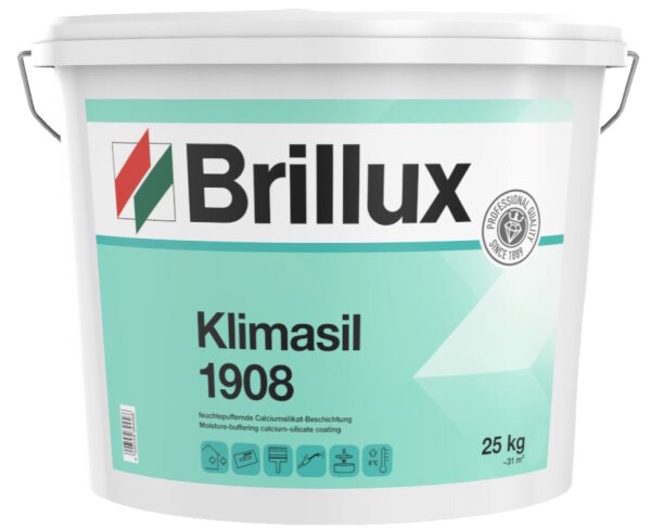 Brillux Klimasil 1908 weiß 25kg, Feinkörnige, strukturierbare, feuchtepuffernde Calciumsilikat-Beschichtung für den feuchtebelasteten Innen- und Außenbereich.