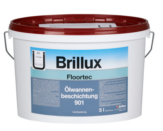 Brillux Ölwannenbeschichtung 901 2,5L Ziegelrot, Einkomponentige Dispersionsfarbe auf Polyvinylacetat-Basis für Auffangwannen und -räume.
