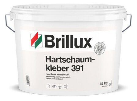 Brillux Hartschaumkleber 391 15kg, Verarbeitungsfertiger, spachtelfähiger Dispersionskleber für innen, mit gutem Klebevermögen.