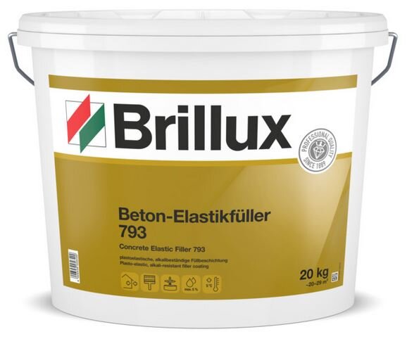 Brillux Beton-Elastikfüller 793 20kg kieselgrau, Plasto-elastische Acrylat-Dispersion zur füllenden, rissüberbrückenden Zwischenbeschichtung auf Betonflächen.