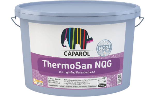 CAPAROL ThermoSan NQG weiß 12,5L, High-End Siliconharz-Fassadenfarbe, Schmutzabweisend durch NQG, Geschützt vor Algen- und Pilzbefall