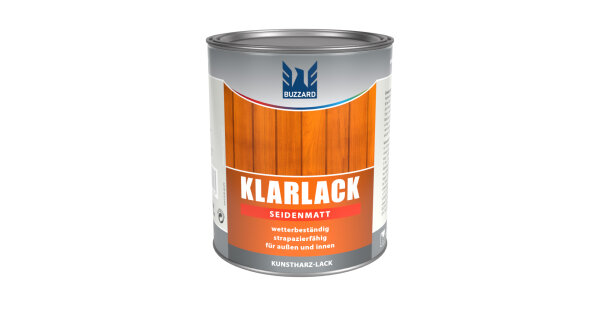 Buzzard Klarlack 750ml Seidenmatt farblos, kratzfest, hervorragender Verlauf, wetterbeständig, f. Holz und Metall, f. Innen u. Außen