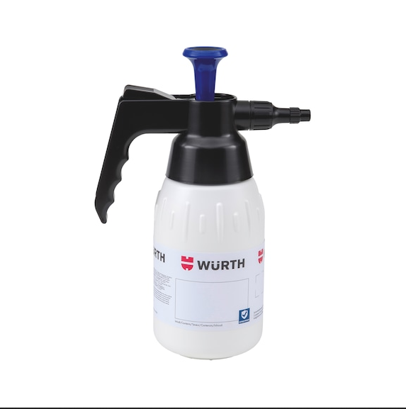 Würth Pumpsprühflasche Alkalibeständig 1L, zur einfachen Verarbeitung von alkalihaltigen Produkten, für wässrige Alkalihaltige Reiniger mit einem pH-Wert 7,5 – 12,0