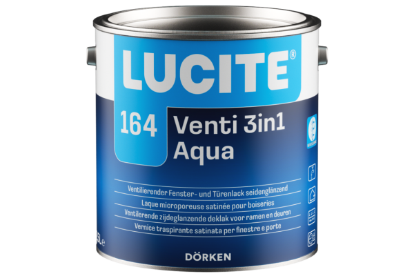 LUCITE 164 Venti 3in1 Aqua weiß 2,5L, Ideal für Fenster und Türen, Blockfest, hohe Wetterbeständigkeit, Schützt vor Schlagregen