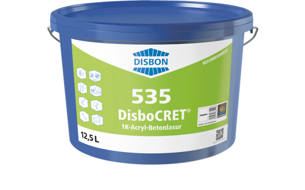 DISBON DisboCRET 535 1K-Acryl-Betonlasur 12,5L transparent, auch als transparente Schutzbeschichtung, Filmschutz gegen Al­gen- und Moosbefall