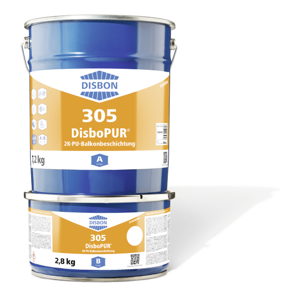DisboPUR 305 2K-PU-Balkonbesch. 10KG ca. RAL 7037 (Staubgrau) für Balkone, Terrassen und Laubengänge, UV- und witterungsbeständig, dauernassbelastbar