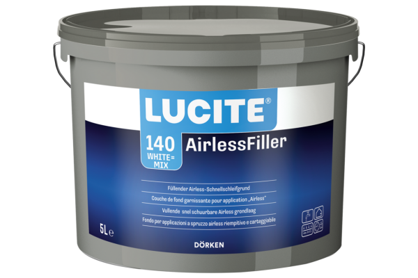 LUCITE 140 Airless Filler 12L weiß, Universeller, wasserverdünnbarer Airless- Grund- und Vorlack. Ideal für die Spritzapplikation auf glatten und strukturierten Untergründen