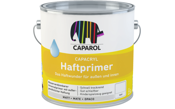 CAPAROL Capacryl Haftprimer 2,5L rotbraun, haftvermittelnde Universalgundierung für viele Untergründe, wasserverdünnbar, auch f. Kinderspielzeug