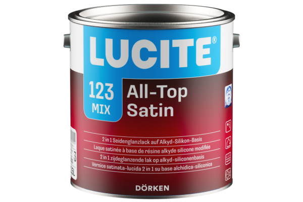 LUCITE 123 All-Top Satin 2,5L weiß, für nahezu alle Oberflächen, 2in1 System zur Grund- und Decklackierung, Alkyd-Silikon-Basis, ventilierende Eigenschaften