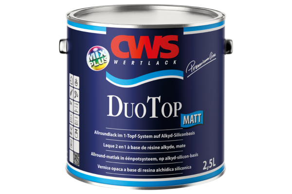 CWS WERTLACK DuoTop Matt 2,5L weiß, Universallack, Ausgezeichnete UV- und Wetterbeständigkeit, Ein-Topf-System
