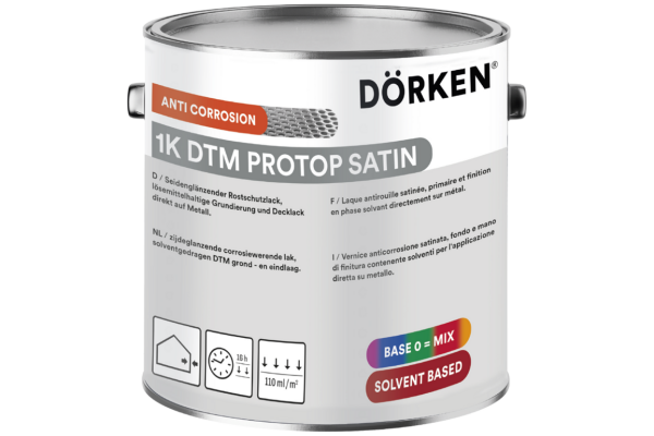 DÖRKEN Anti Corrosion 1K DTM PROTOP SATIN 1L PG3, Hochleistungs-Korrosionsschutz, Direkthaftung auf metallischen Untergründen, UV- und Glanzstabil