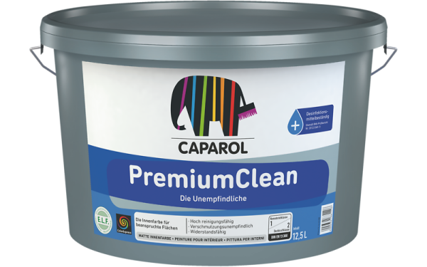 CAPAROL PremiumClean Wunschfarbton 12,5L, Hoch reinigungsfähige und verschmutzungsunempfindliche Wand- und Decken­anstriche