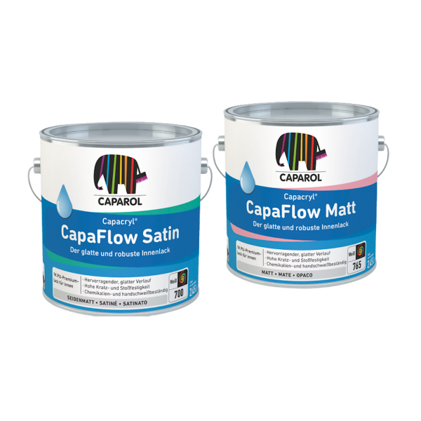 Caparol CapaFlow Satin/Matt, Wasserverdünnbarer 1K PU-Premiumlack für robuste und extrem glatte Zwischen- und Schlusslackierungen