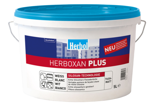 Herbol Herboxan Plus 12,5L weiß, matte Siloxan-Fassadenfarbe mit selbstreinigender Wirkung, hoher Diffusionsfähigkeit und zuverlässigem Schutz für saubere, langlebige Fassaden