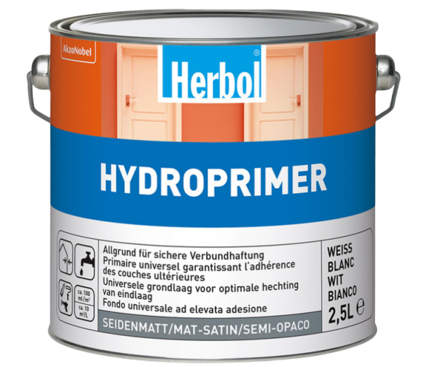 Herbol Hydroprimer 2,5L wasserverdünnbarer Universal-Primer mit Korrosionsschutz und starker Haftung für viele Untergründe