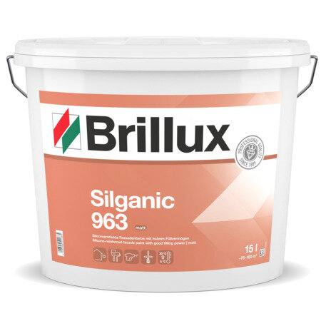 Brillux Silganic 963 weiß, Matt, Siliconverstärkte Dispersions-Fassadenfarbe, Wasser abweisend, beständig gegen Industrieabgase