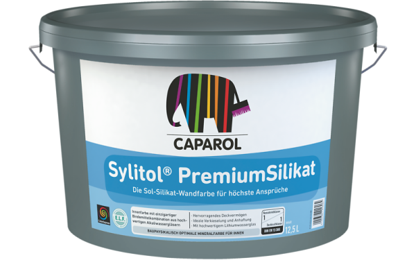CAPAROL Sylitol PremiumSilikat weiß 5L, Hochdeckende Sol-Silikat-Innenfarbe, hoch wasserdampfdurchlässig, hoher Weißgrad, Nassabriebklasse 1