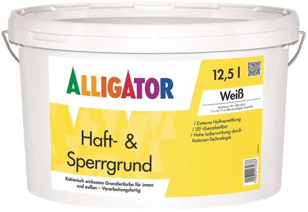 ALLIGATOR Haft- Sperrgrund,- Isoliergrund weiß 12,5L, Gegen Nikotinverfärbungen, Wasserflecken, mit allen Dispersions- und Siliconharzprodukten überarbeitbar