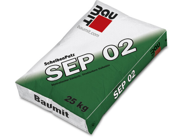Baumit Scheibenputz SEP 25kg weiß 3mm, Mineralischer Edelputz, Geschmeidig und gut strukturierbar, Innen- und Außenputz
