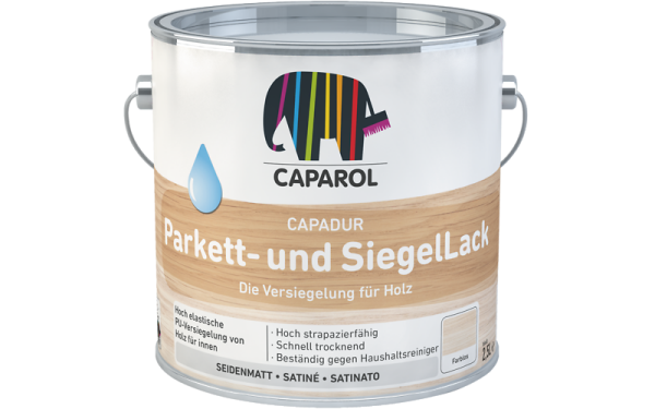 CAPAROL Capawood Parkett farblos 2,5L Hochglanz (ehemals Pakett und Siegellack), wasserbasiert für Parkett Holzböden Treppen und OSB-Platten