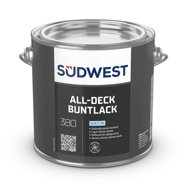 SÜDWEST All-Deck Buntlack Satin, stoßfest, schlagfest, wetterbeständig, hochwertige Lackierarbeiten innen und außen, tönbar
