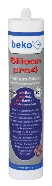 beko Silicon pro4 Premium, 310ml, Hochwertiger Dichtstoff, UV-, alterungs- und farbbeständig, pilzhemmend, für innen und außen, viele Untergründe