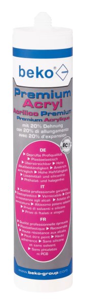beko PremiumAcryl wei&szlig; Spezial-Dichtstoff mit 20% Dehnung, Hochdehnf&auml;higer, 310ml