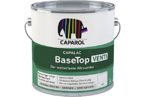 CAPAROL Capalac BaseTop Venti wei&szlig; -Seidengl&auml;nzendes hochdeckendes 1-Topf-Lacksystem f&uuml;r Innen und au&szlig;en
