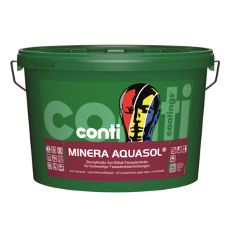 Conti® Minera AquaSol® weiß 12,5L, Sol-Silikat Fassadenfarbe, unanfällig gegen Algen- und Pilzbefall, wasserabweisend, hohe Diffusionsfähigkeit