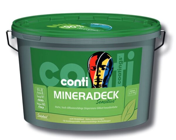Conti MineraDeck 12,5L weiß, Matte Dispersions-Silikat-Fassadenfarbe hoch diffusionsfähig und wasserabweisend -tönbar-