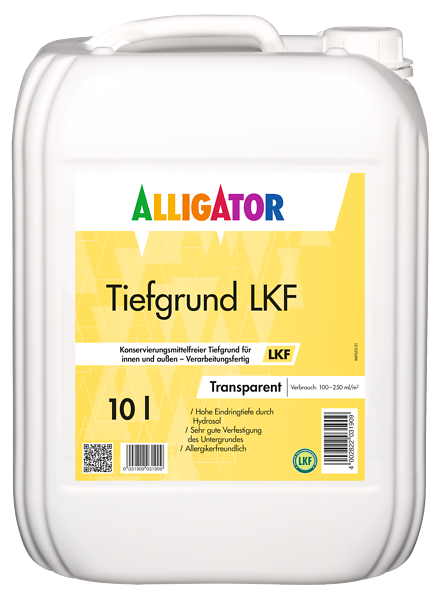 ALLIGATOR Tiefgrund LKF 10L, Hydrosol-Tiefgrund für saugende Untergründe, allergikerfreundlich, für innen und außen