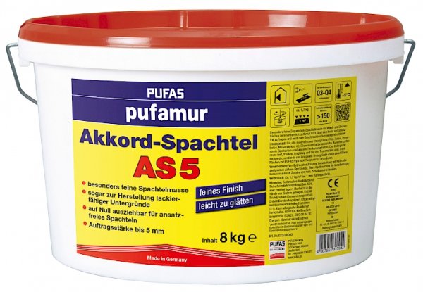 PUFAS pufamur Akkord-Spachtel AS5 wei&szlig; 15KG; atmungsaktive Kunstharzspachtelmasse;Innenbereich
