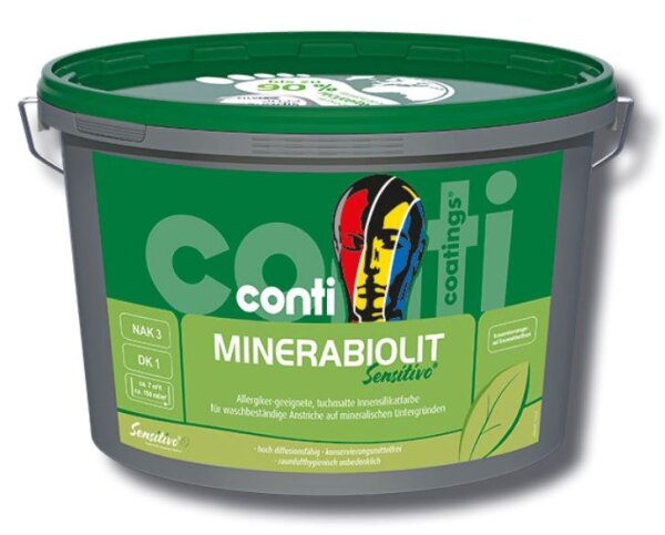 Conti MineraBiolit Sensitivo weiß 12,5L, Dispersions-Silikat-Innenwandfarbe hoch diffusionsfähig, Allergiker geeignet,-tönbar-