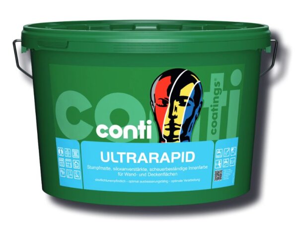 Conti UltraRapid weiß 12,5L, Streiflichtunempfindliche hochdeckende Einschicht-Dispersions-Innenfarbe, f. glatte und strukturreiche Oberflächen