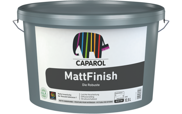 CAPAROL MattFinish 12,5L weiß, Matte Innenfarbe, max Deckkraft 1, scheuerbeständig, diffusionsfähig, lösemittelfrei