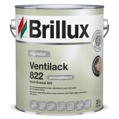 Brillux Impredur Ventilack 822 weiß 0,75L, hochwertiger Fenster,- Türen Lack, blockfest, feuchtigkeitsregulierend, hoch wetterbeständig, Ein-Topf-System