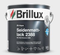 Brillux 2K-Aqua Seidenmattlack 2388 weiß 875ml.wahlweise mit Härter,wasserbasiert, zweikomponentig, mechanisch und chemisch hoch belastbar, AgBB-geprüft, für außen und innen