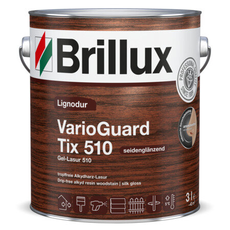 Brillux Lignodur VarioGuard Tix 510 (Gel-Lasur) 3L Protect Graphit, tief eindringender Lasuranstrich, feuchtigkeitsregulierend, wetterbeständig, seidenglänzend, für Außen und Innen