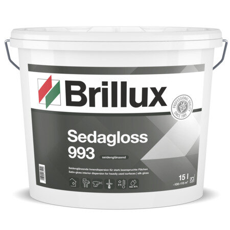 Brillux Sedagloss 993 Altweiß 15L (ehem. Latexfarbe 992), Seidenglänzend, hoch strapazierfähig, lange Offenzeit, desinfektionsmittelbeständig, tönbar