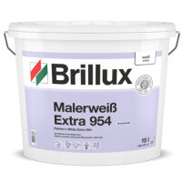 Brillux Malerweiß Extra 954, Dispersions-Innenfarbe, gut füllende Decken- u. Wandanstriche, wasserdampfdiffusionsfähig, ELF lösemittel,-weichmacherfrei