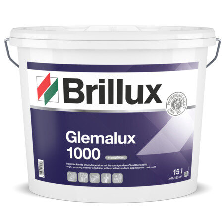 Brillux Glemalux 1000 Weiß ELF, Hochdeckende hochwertige Dispersions-Innenfarbe, lange Offenzeit, hervorragende Oberflächenergebnisse