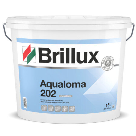 Brillux Aqualoma 202 Weiß 15L, hochdeckende Isolierfarbe bei Nikotin, Öl, Ruß u. abgetrocknete Wasserflecken, hoch wasserdampfdiffusionsfähig, ELF