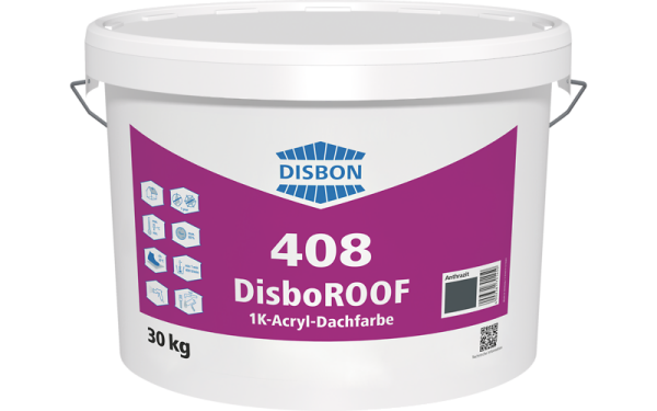 Disbon DisboROOF 408 1K-Acryl Dachfarbe 15L, Hoch witterungsresistent, wasserdicht, Pilz- und Algenschutz, hohe Glanzerhaltung, viele Farbtöne