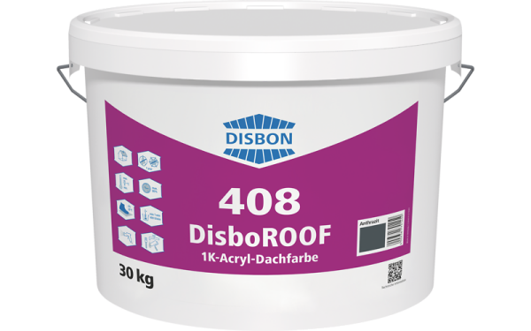 Disbon DisboROOF 408 1K-Acryl Dachfarbe 15L Ziegelrot, Hoch witterungsresistent, wasserdicht, Pilz- und Algenschutz, hohe Glanzerhaltung, viele Farbtöne