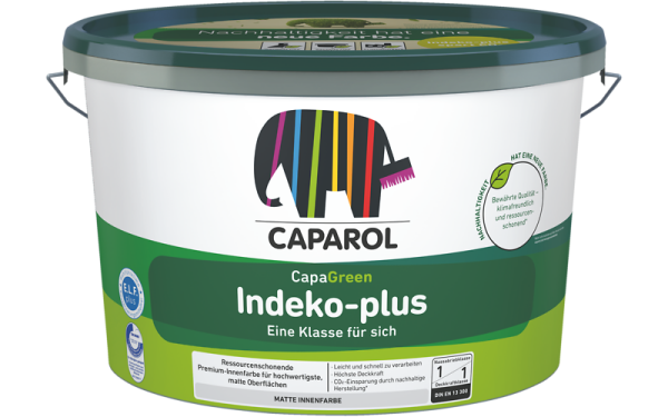 CAPAROL Indeko plus weiß 12,5L, doppeldeckende Premium-Innenfarbe für hochwertigste, matte Oberflächen, sehr hoher Weißgrad