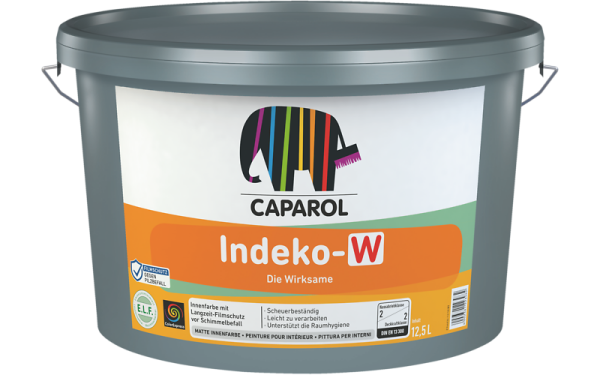 CAPAROL Indeko-W weiß 2,5L, Dispersions-Innenwandfarbe mit Langzeit-Filmschutz vor Schimmelbefall, diffusionsfähig, Tönbar