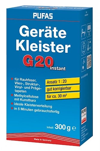 PUFAS Ger&auml;te-Kleister G20 instant, f&uuml;r Rauhfaser, Vlies-, Struktur-, Vinyl- und Pr&auml;getapeten