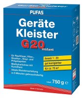 PUFAS Geräte-Kleister G20 instant 0,75KG, Hochwertiger, schnellöslicher Gerätekleister für Rauhfaser, Vlies-, Struktur-, Vinyl- und Prägetapeten